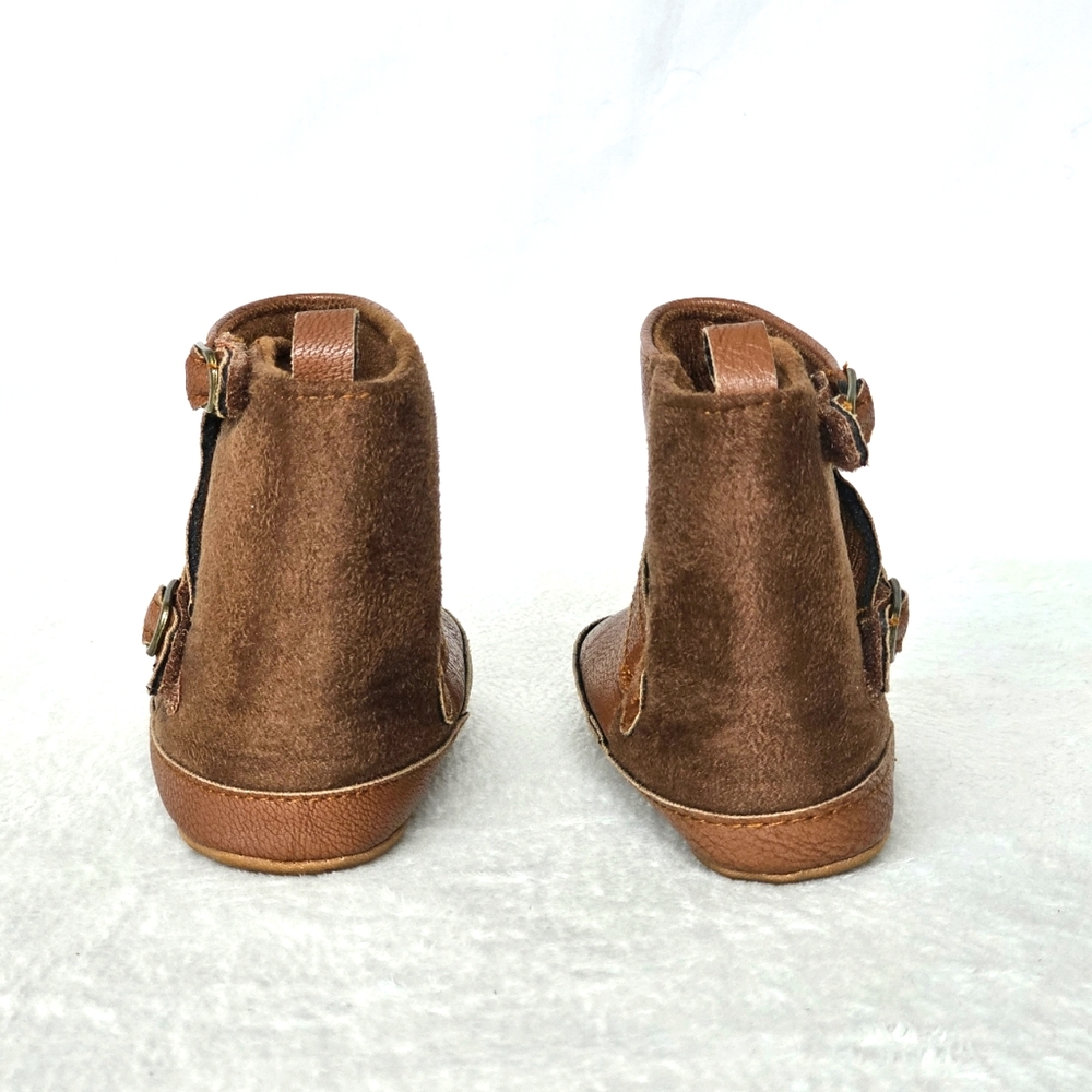 Carter's Infant Soft Brown Faux Leather Boots Booties - Picture 5 of 7